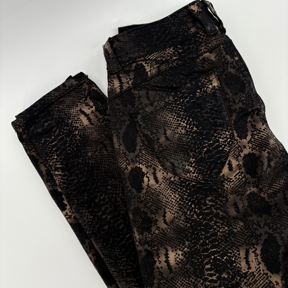 Women's Snake Print Pants Black Brown‎ Metallic Size M
